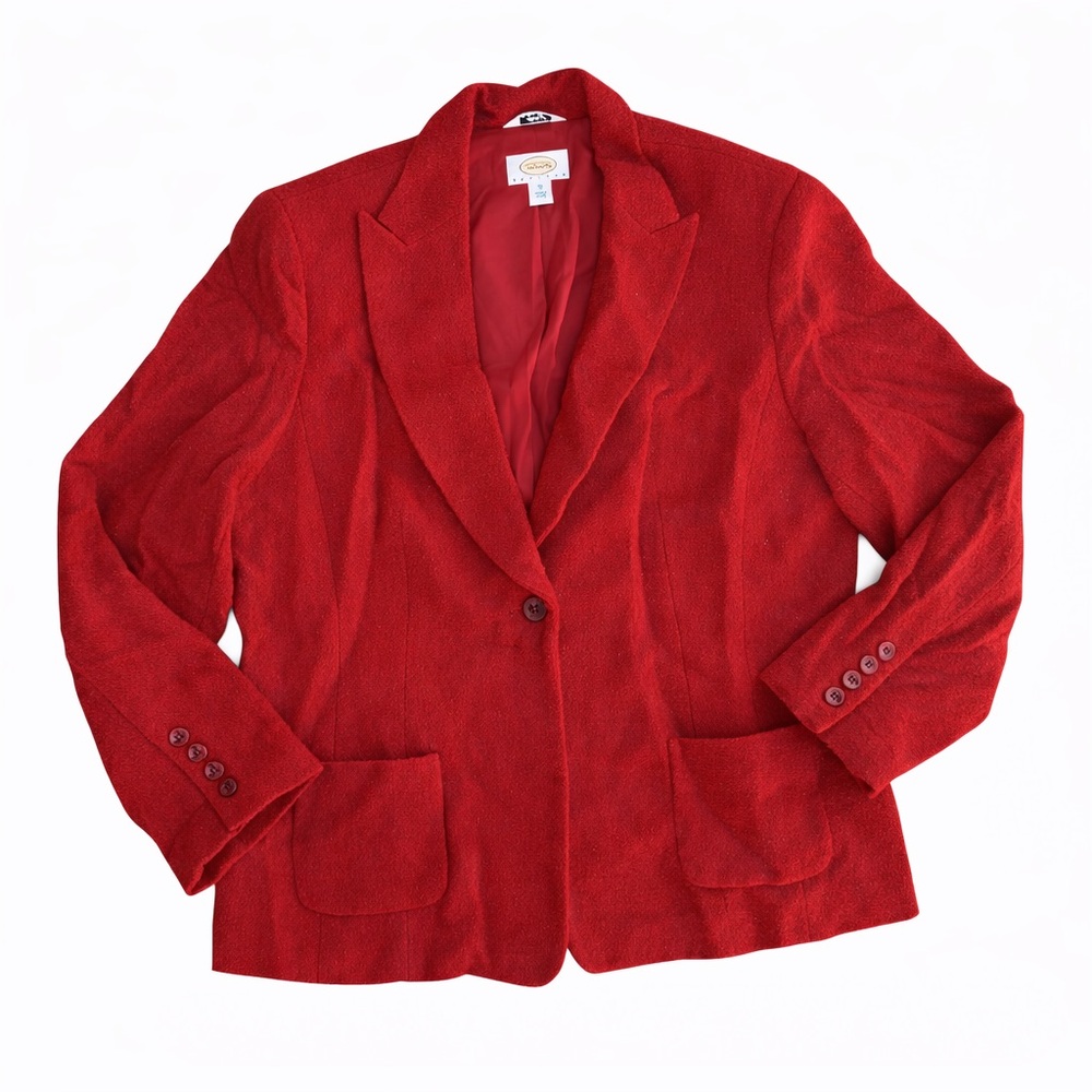 Talbots Vintage Red Wool Blend Bouclé Blazer